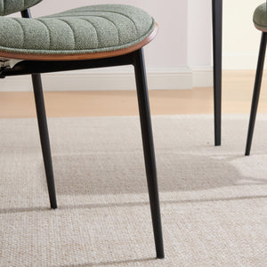 English Elm Dining Chairs Mid Century Modern Set of 2 Walnut Bentwood Back PU Upholstered Seats Ergonomic Design, Stable Metal Legs Olive Green W1143P379861