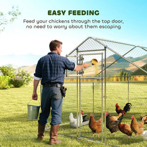 English Elm Metal Galvanized Steel Chicken Run 194 Sq Ft Backyard Poultry Enclosure Uv Proof Roof T3971P407841