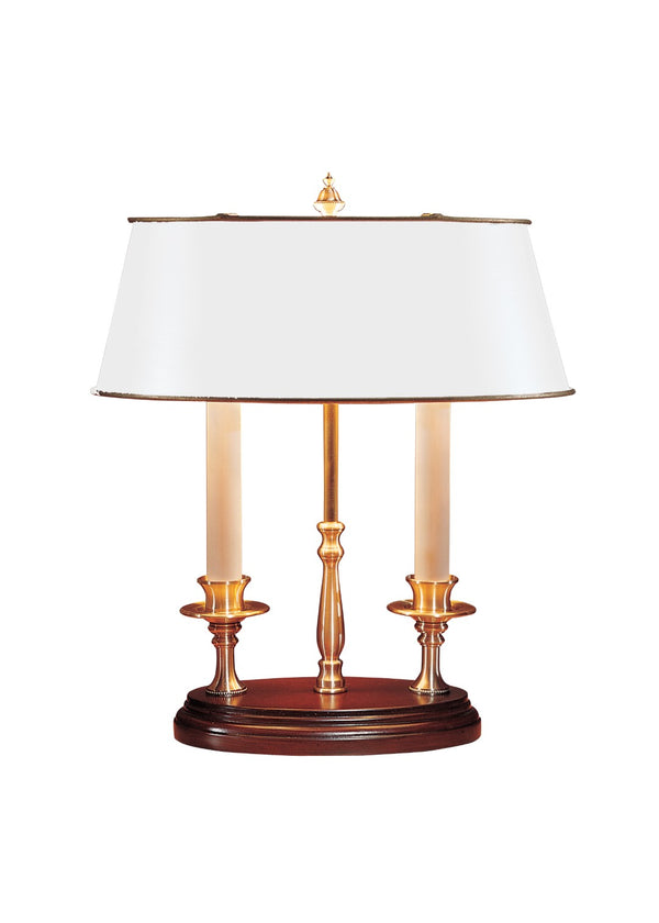 Wildwood Twin Hand-Finished Brass Candle Lamp With Parchment Shade, Twin-Candle Vintage Desk Accent 517-3