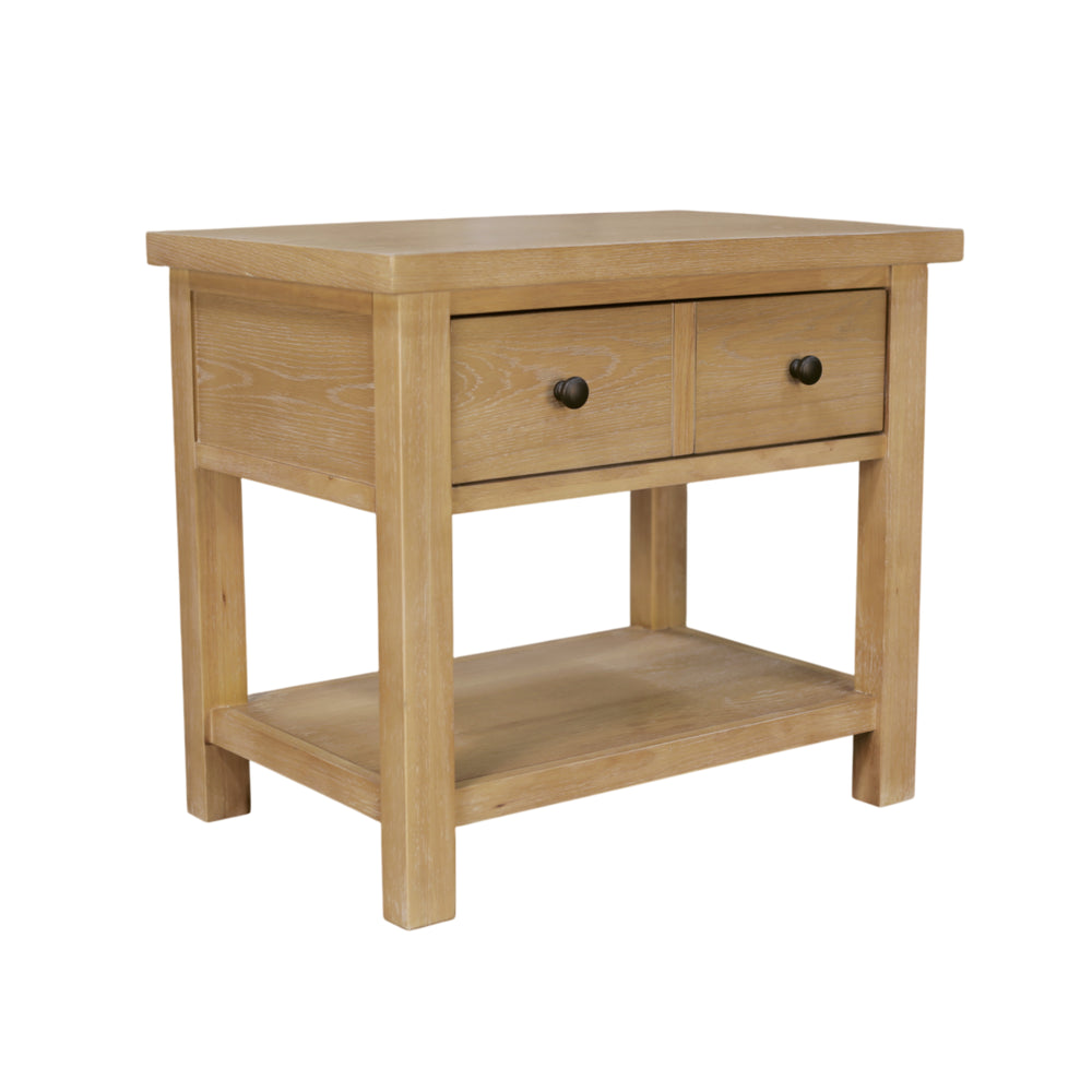 Alpine Furniture Emilia Modern Farmhouse One-Drawer Nightstand In Warm Oak — Soft-Close Drawer, Open Shelf, Fully Assembled 5170-02