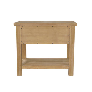 Alpine Furniture Emilia Modern Farmhouse One-Drawer Nightstand In Warm Oak — Soft-Close Drawer, Open Shelf, Fully Assembled 5170-02