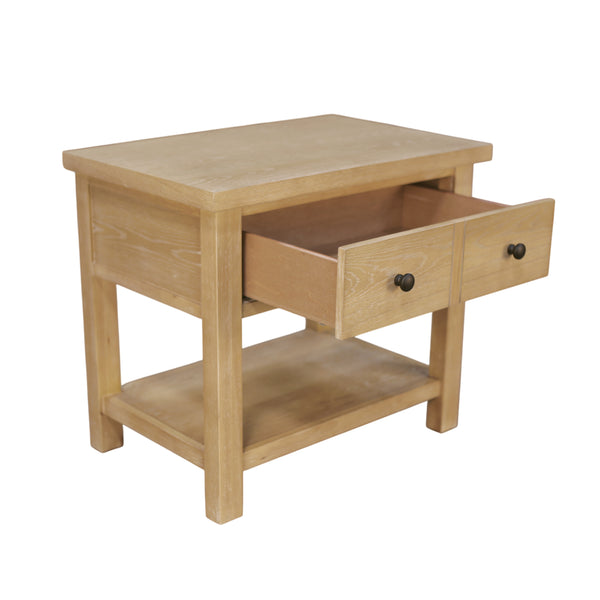 Alpine Furniture Emilia Modern Farmhouse One-Drawer Nightstand In Warm Oak — Soft-Close Drawer, Open Shelf, Fully Assembled 5170-02