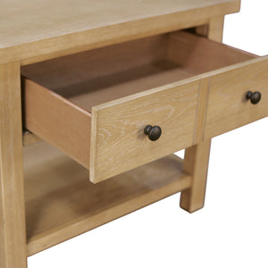 Alpine Furniture Emilia Modern Farmhouse One-Drawer Nightstand In Warm Oak — Soft-Close Drawer, Open Shelf, Fully Assembled 5170-02