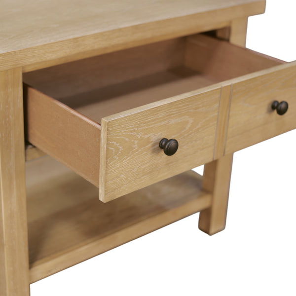 Alpine Furniture Emilia Modern Farmhouse One-Drawer Nightstand In Warm Oak — Soft-Close Drawer, Open Shelf, Fully Assembled 5170-02