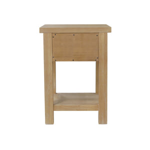 Alpine Furniture Emilia Modern Farmhouse End Table With Drawer & Shelf, Compact 18"W Accent Nightstand, Oak Finish 5170-62
