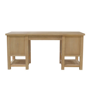 Alpine Furniture Emilia Modern Farmhouse Desk 60" X 28" – Fully Finished All-Sides, Oak-Tone Storage & Ready-To-Use 5170-65