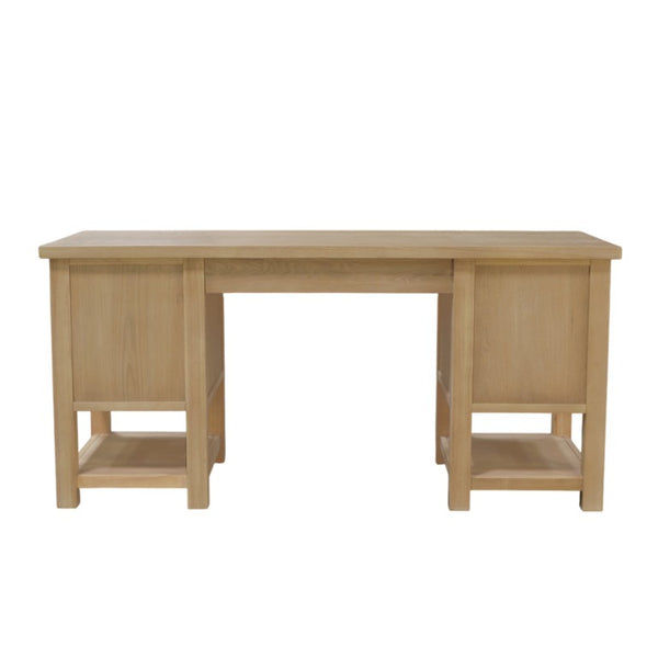 Alpine Furniture Emilia Modern Farmhouse Desk 60" X 28" – Fully Finished All-Sides, Oak-Tone Storage & Ready-To-Use 5170-65