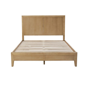 Alpine Furniture Emilia Queen Platform Bed With Tall 49" Headboard, Oak Veneer Rubberwood Frame, Slatted Support Elegance Natural 5170-01Q