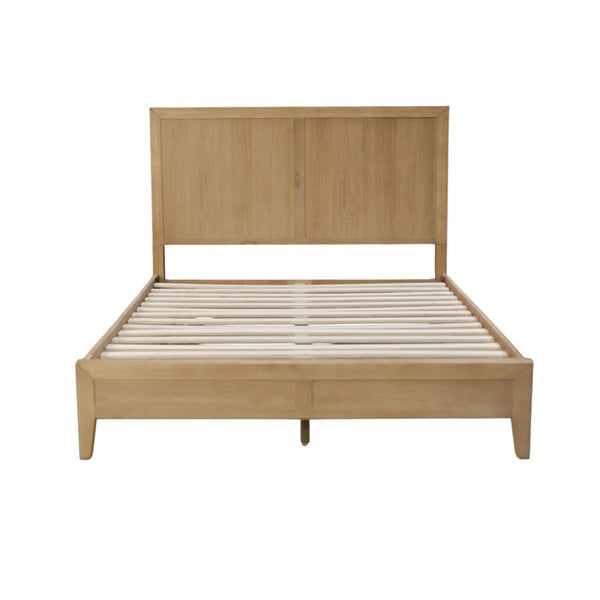 Alpine Furniture Emilia Queen Platform Bed With Tall 49" Headboard, Oak Veneer Rubberwood Frame, Slatted Support Elegance Natural 5170-01Q