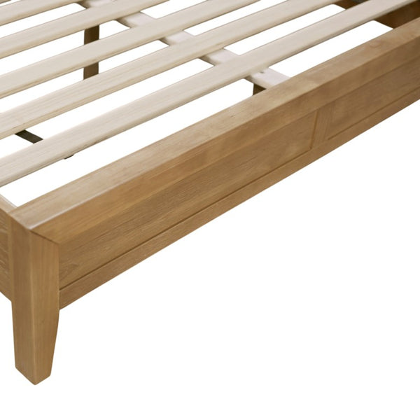 Alpine Furniture Emilia Queen Platform Bed With Tall 49" Headboard, Oak Veneer Rubberwood Frame, Slatted Support Elegance Natural 5170-01Q