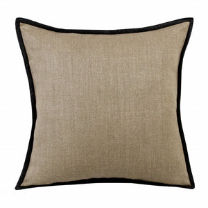 Homeroots 20" X 20" Tan And Black Linen Zippered Pillow   517023