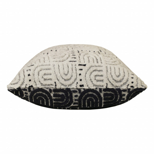 Homeroots 30" X 30" White And Blue 100% Cotton Geometric Zippered Pillow   517033