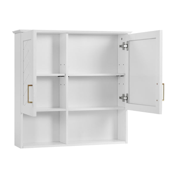 English Elm 2-in-1 Matte Wall Mounted Medicine Cabinet Soft Close Mirror Storage for Bathroom Vanity White N710P389456K
