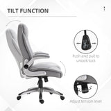 English Elm Vinsetto High Back 360° Swivel Ergonomic Home Office Chair With Flip Up Arms, Faux Leather Computer Desk Rocking Chair, Grey