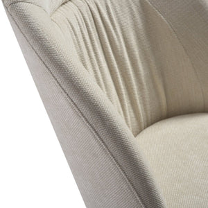 English Elm Hallie Swivel Upholstered Dining Chair Set Cream Fabric Ergonomic Curved Back for Two B2736P464807
