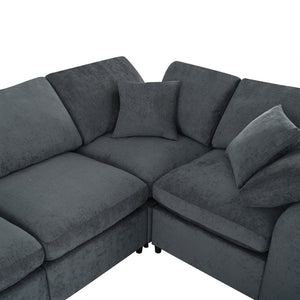 English Elm 124.8" Modular Sectional with Plush Chenille Upholstery and Pine Frame for Living Rooms N711P307953E