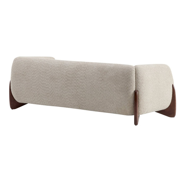 English Elm 82inches Boucle Textured Three Seat Sofa with Walnut Wedge Feet for Modern Living N771P205090V