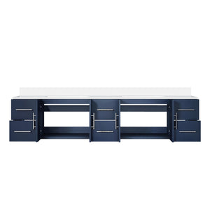 English Elm Navy Double Bath Vanity 84" W x 22" D with Cultured Marble Top, Solid Wood, Soft-Close Drawers, Ample Storage B2731P258759