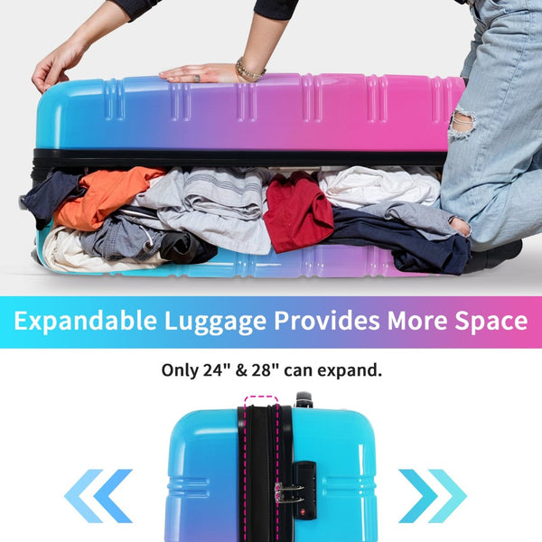 English Elm Hardshell Polycarbonate 3 Piece Luggage Set Spinner Wheels Tsa Lock Expandable Travel Blue+Red N732P184448W