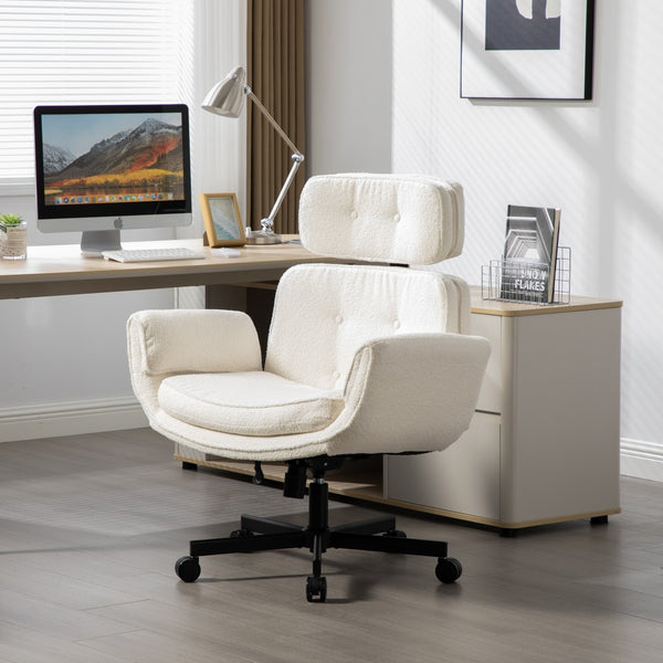English Elm Criss Cross Wide Seat Pu Leather Swivel Task Chair with Removable Headrest W3118P404123