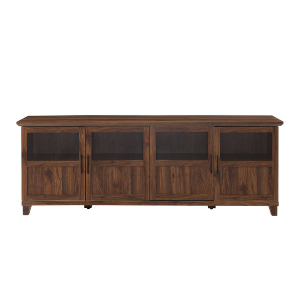 English Elm Walker Edison - Transitional 70" Half-Glass 4-Door TV Stand for 80" TVs Dark Walnut — Soft-Close Doors, Cord Management, Durable MDF B185P169384