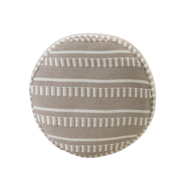 Homeroots 20" Brown Polyester Round Striped Indoor Outdoor Pouf Ottoman Taupe,White  517433