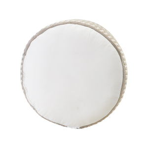 Homeroots 20" Brown Polyester Round Striped Indoor Outdoor Pouf Ottoman Taupe,White  517433