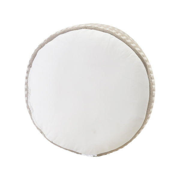 Homeroots 20" Brown Polyester Round Striped Indoor Outdoor Pouf Ottoman Taupe,White  517433