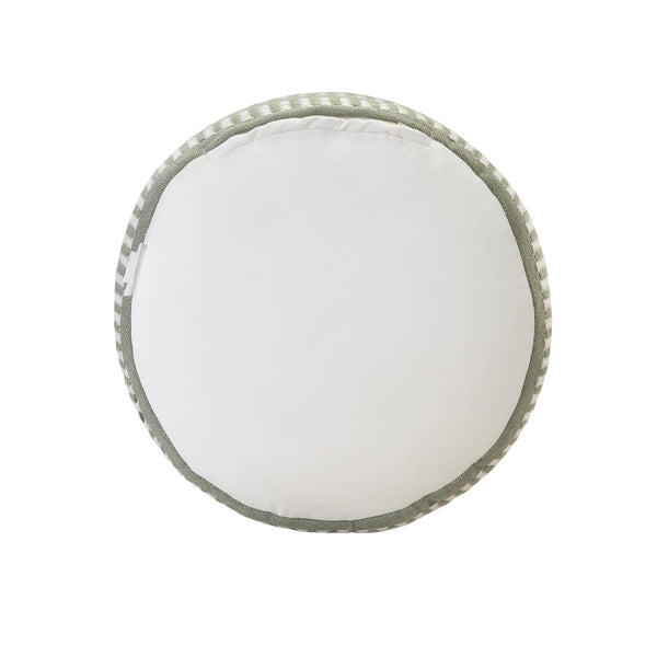 Homeroots 20" Green Polyester Round Striped Indoor Outdoor Pouf Ottoman Sage Green,White  517434