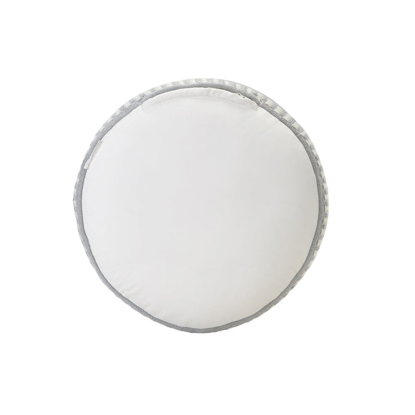 Homeroots 20" Blue Polyester Round Striped Indoor Outdoor Pouf Ottoman Slate Blue,Gray,White  517435