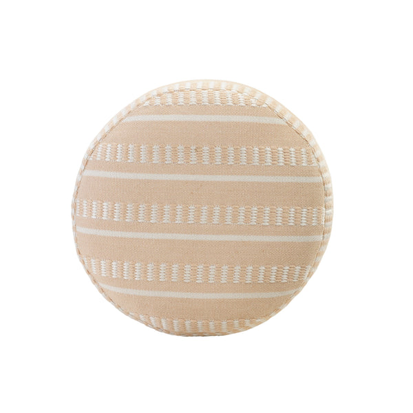 Homeroots 20" Orange Polyester Round Striped Indoor Outdoor Pouf Ottoman Peach,White  517436