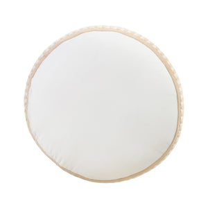 Homeroots 20" Orange Polyester Round Striped Indoor Outdoor Pouf Ottoman Peach,White  517436