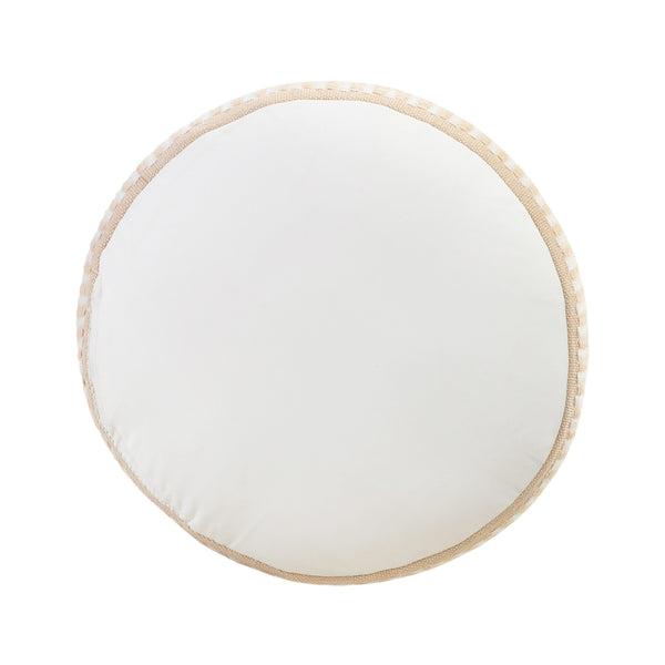 Homeroots 20" Orange Polyester Round Striped Indoor Outdoor Pouf Ottoman Peach,White  517436