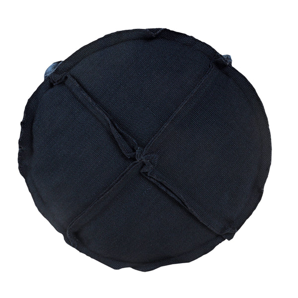 Homeroots 20" Blue Polyester Round Patchwork Indoor Outdoor Pouf Ottoman   517437