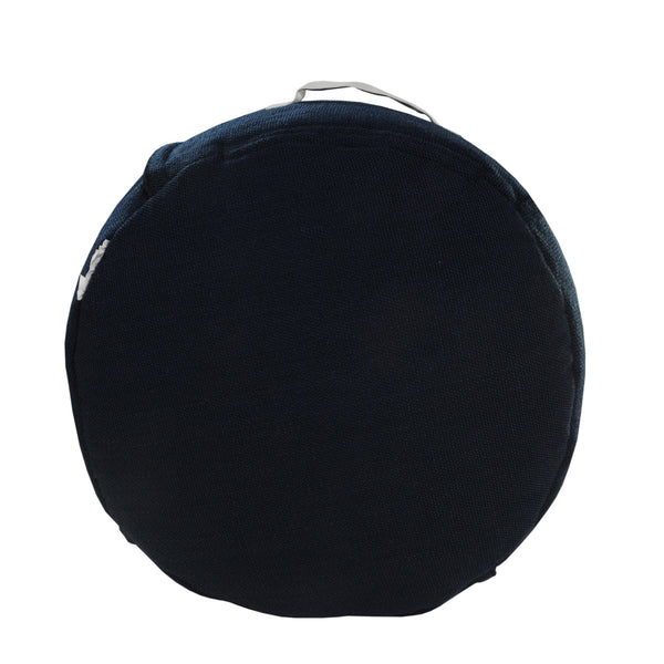 Homeroots 20" Blue Polyester Round Patchwork Indoor Outdoor Pouf Ottoman   517437