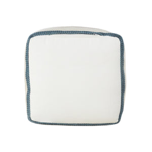 Homeroots 20" White Polyester Striped Indoor Outdoor Pouf Ottoman   517439