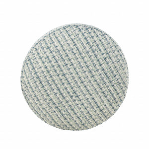 Homeroots 20" Blue Polyester Round Geometric Indoor Outdoor Pouf Ottoman   517440