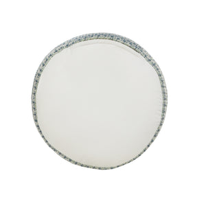 Homeroots 20" Blue Polyester Round Geometric Indoor Outdoor Pouf Ottoman   517440