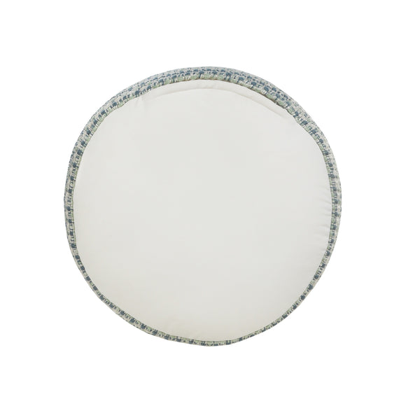 Homeroots 20" Blue Polyester Round Geometric Indoor Outdoor Pouf Ottoman   517440