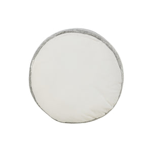 Homeroots 18" Gray Polyester Round Striped Indoor Outdoor Pouf Ottoman   517441