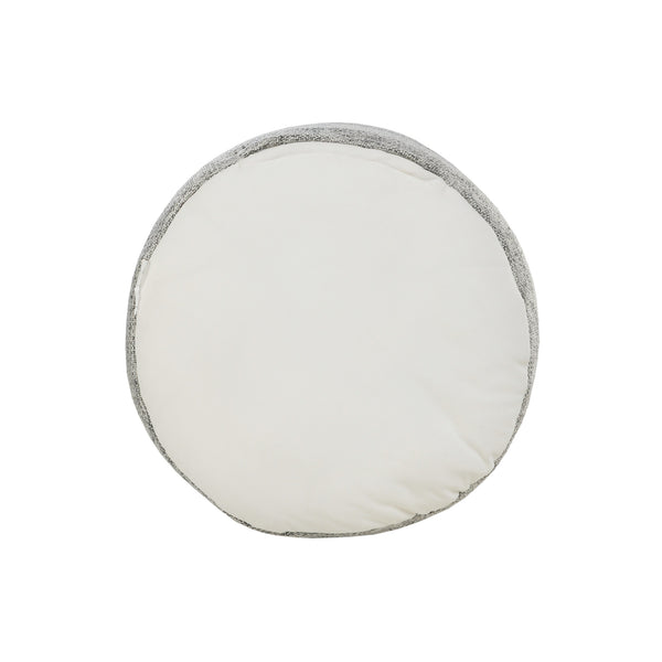 Homeroots 18" Gray Polyester Round Striped Indoor Outdoor Pouf Ottoman   517441