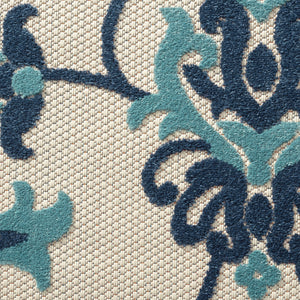 Homeroots 5' X 8' Blue Floral Non Skid Indoor Outdoor Area Rug Navy,Blue,Off,White Polypropylene 517449