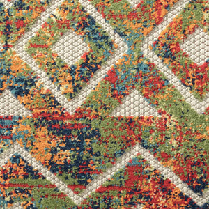 HomeRoots 5' Geometric Red and Ivory Non-Skid Area Rug - Stylish Indoor/Outdoor Décor for High-Traffic Spaces 5' x 8' 517456