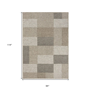 HomeRoots 5' Gray Geometric Handmade Area Rug – Versatile Indoor/Outdoor Decor for Modern Spaces & Patios 7'10" x 9'6" 517466