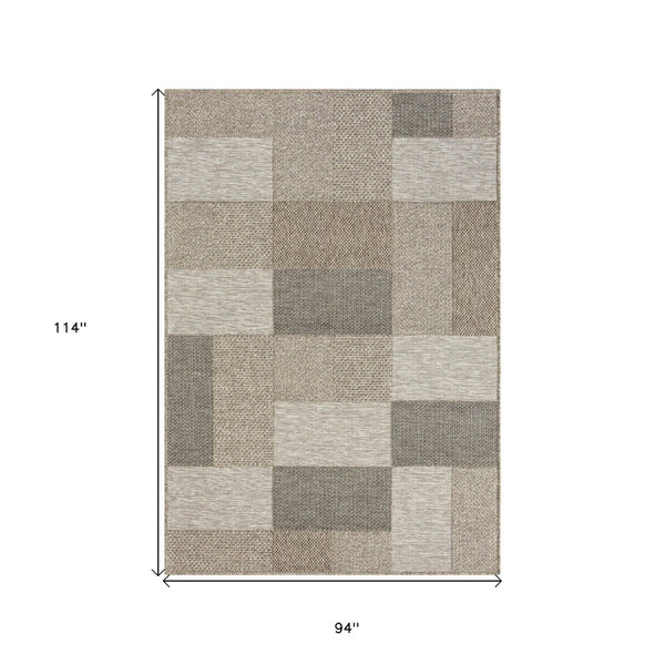 HomeRoots 5' Gray Geometric Handmade Area Rug – Versatile Indoor/Outdoor Decor for Modern Spaces & Patios 7'10" x 9'6" 517466