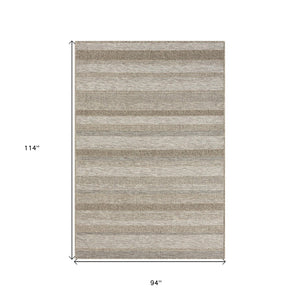 HomeRoots 5' Gray Striped Handmade Area Rug – Versatile Indoor-Outdoor Style for Modern and Traditional Spaces 7'10" x 9'6" 517468