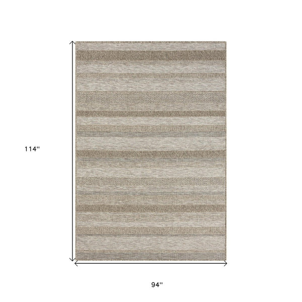 HomeRoots 5' Gray Striped Handmade Area Rug – Versatile Indoor-Outdoor Style for Modern and Traditional Spaces 7'10" x 9'6" 517468