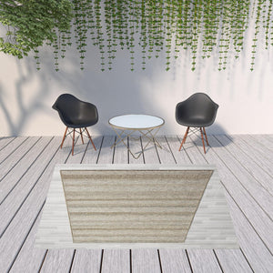 HomeRoots 5' Gray Striped Handmade Area Rug – Versatile Indoor-Outdoor Style for Modern and Traditional Spaces 7'10" x 9'6" 517468