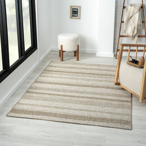 HomeRoots 5' Gray Striped Handmade Area Rug – Versatile Indoor-Outdoor Style for Modern and Traditional Spaces 7'10" x 9'6" 517468