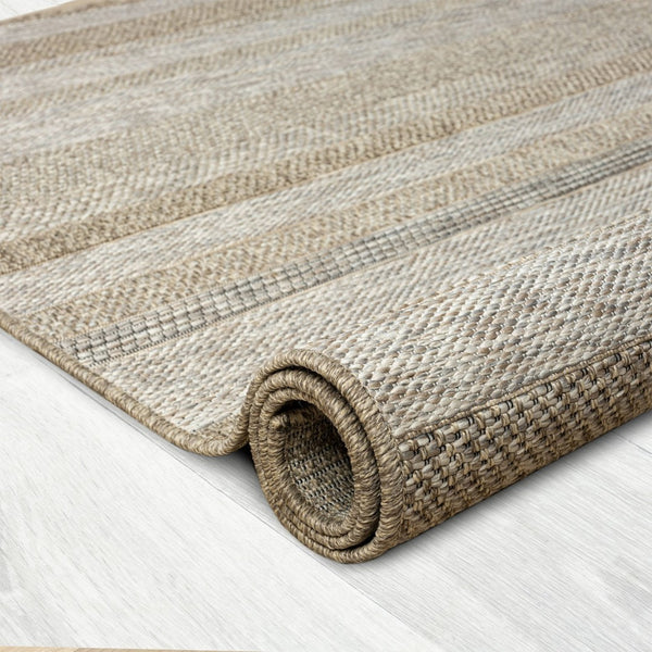 HomeRoots 5' Gray Striped Handmade Area Rug – Versatile Indoor-Outdoor Style for Modern and Traditional Spaces 7'10" x 9'6" 517468